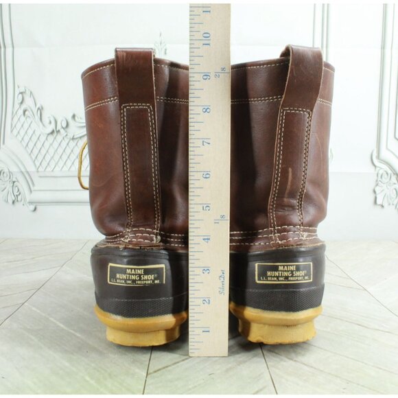 Vintage LL Bean Women's Brown Leather Lace Up Ankle Hunting Duck Boots Size 7 - Picture 6 of 9